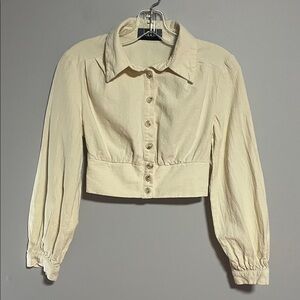 Cider Cream Button-Up Crop Top